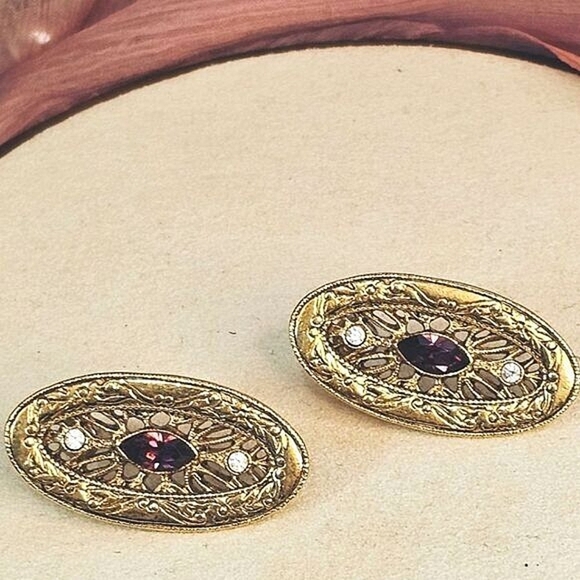 🔥$5/$15 Gorgeous Vintage Post Oval Earrings - Picture 3 of 8